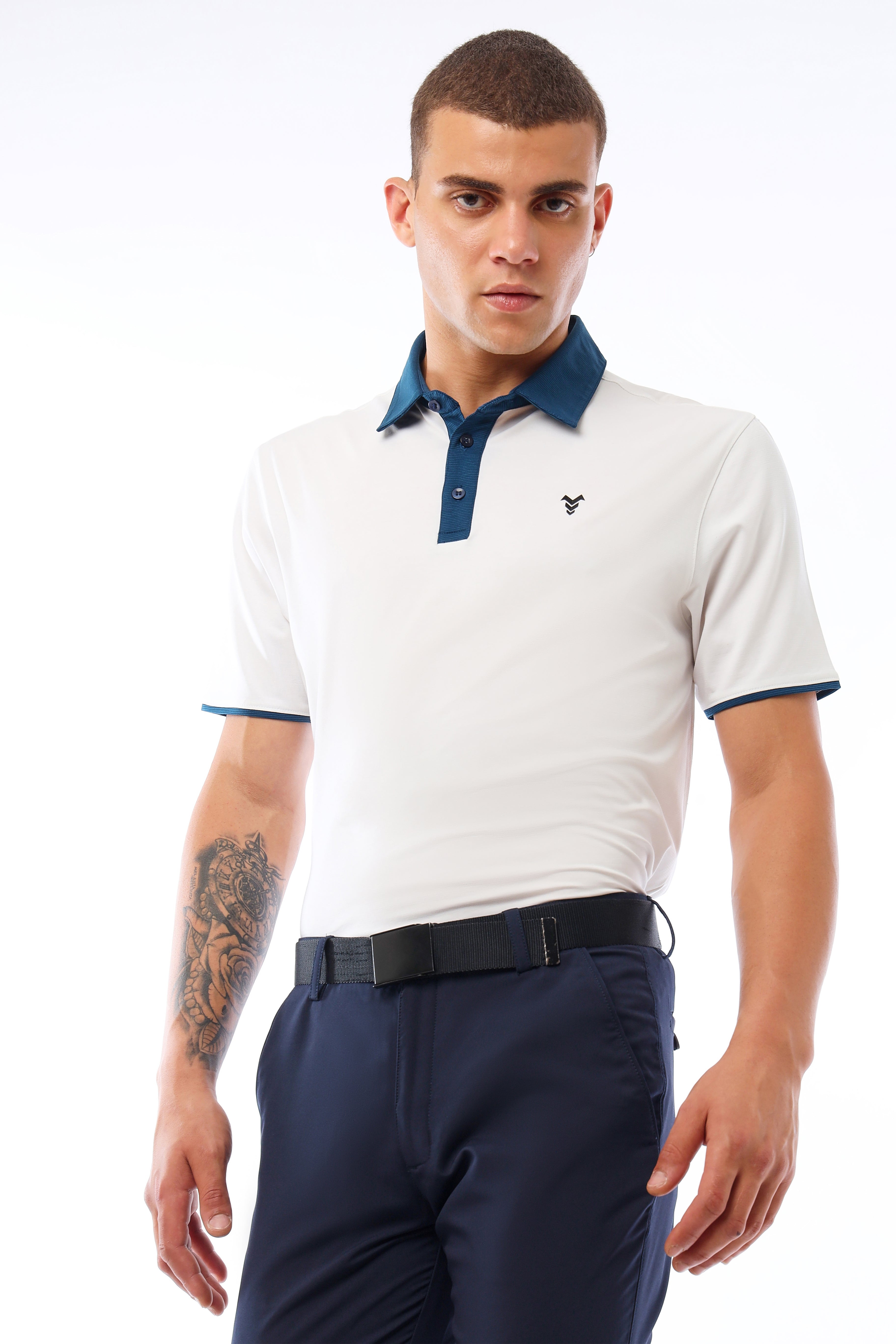 Pin Stripe Polo Navy Blue