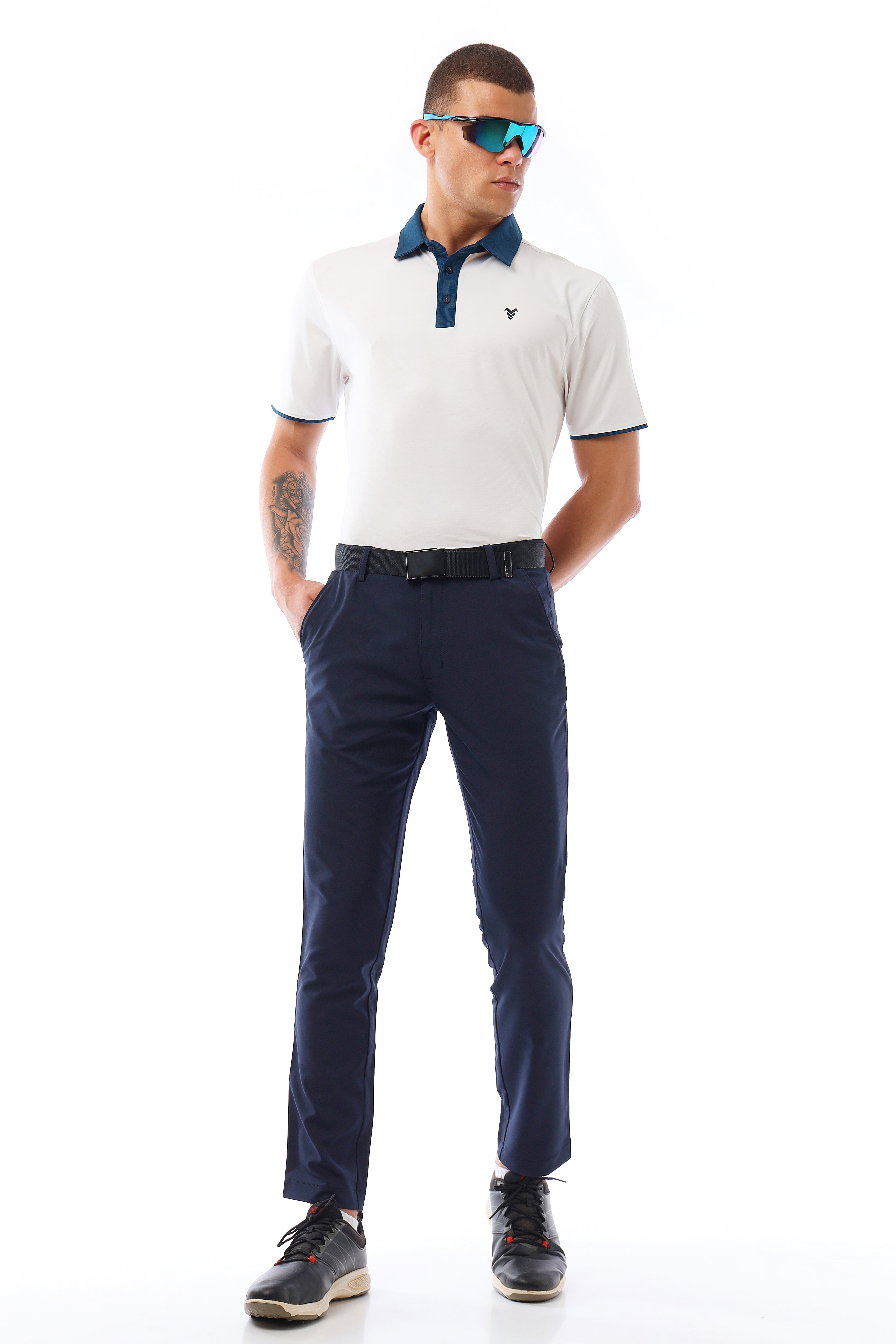 Pin Stripe Polo Navy Blue