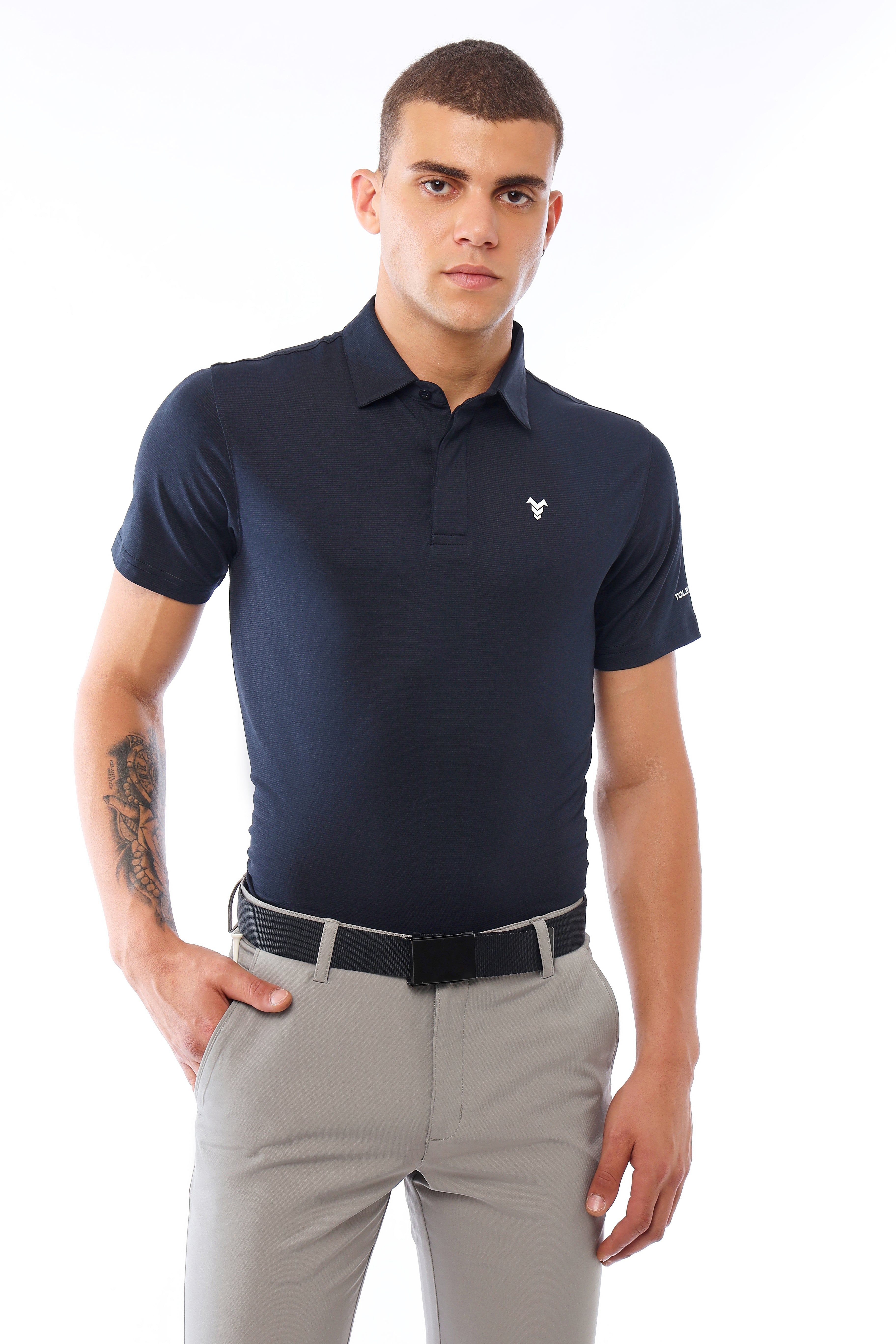 Pin Stripe Polo Navy Blue