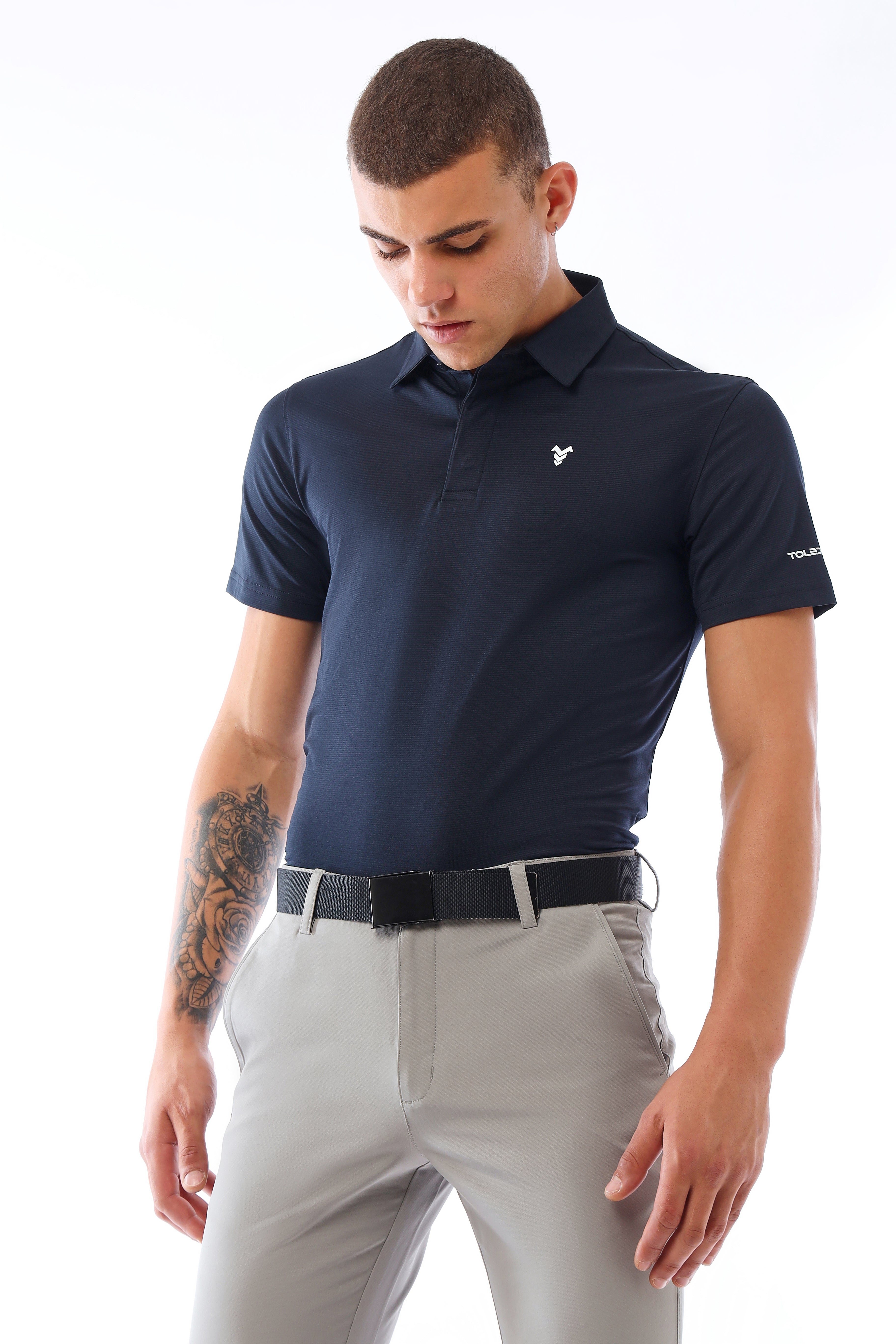 Pin Stripe Polo Navy Blue