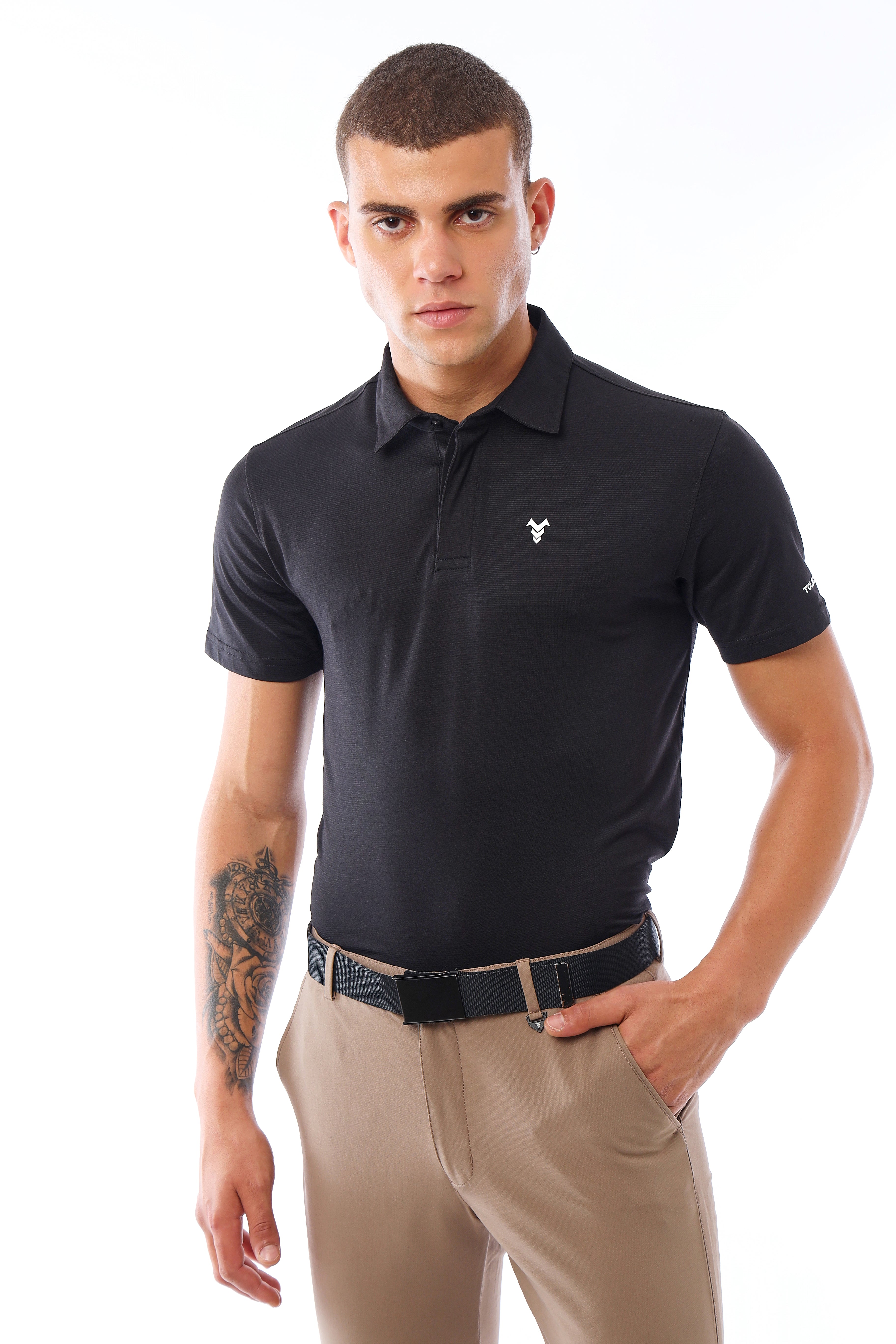 Pin Stripe Polo Black